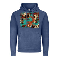 Vintage Denim aztec turquoise glitter cowhide  tooled leather ba Vintage Hoodie - FaDigitalArtStudio