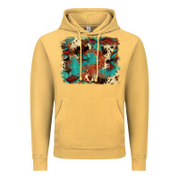 Vintage Mustard aztec turquoise glitter cowhide  tooled leather ba Vintage Hoodie - FaDigitalArtStudio
