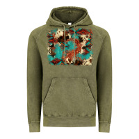 Vintage Olive aztec turquoise glitter cowhide  tooled leather ba Vintage Hoodie - FaDigitalArtStudio