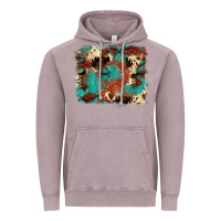 Vintage Zinc aztec turquoise glitter cowhide  tooled leather ba Vintage Hoodie - FaDigitalArtStudio