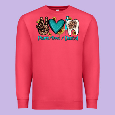 Peace Love Dental Premium Sweatshirt Designed By Jahusdesignshop