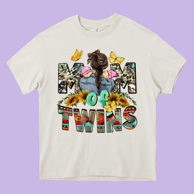 Mom Of Twins Girls Mother's Day Heavy Core Tee Designed By Cowgirlartshop