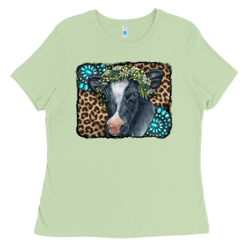 Floral Cow Leopard Gemstone Ladies Tee by CowCowDesign | Teevron