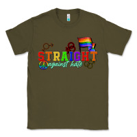 Army Green Straight agains hate Classic Tee - CowGirlArtShop