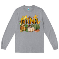 Heather Grey mama pumpkin Long Sleeve Tee - BundleAndBundleShop