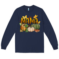 Navy mama pumpkin Long Sleeve Tee - BundleAndBundleShop