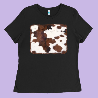 Brown Cowhide Background Ladies Tee Designed By Cowcowdesign