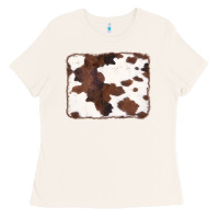 Bone Brown Cowhide Background Ladies Tee - CowCowDesign