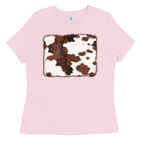 Bubblegum Pink Brown Cowhide Background Ladies Tee - CowCowDesign