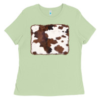 Matcha Brown Cowhide Background Ladies Tee - CowCowDesign