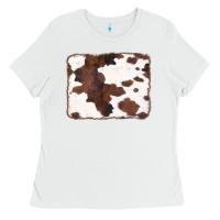 White Brown Cowhide Background Ladies Tee - CowCowDesign