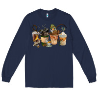 Navy Fishing Coffee Cups Long Sleeve Tee - FaDigitalArtStudio