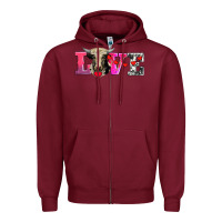 Burgundy love with holstein cow Zipper Hoodie - AdoDesignShop