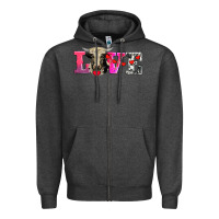 Charcoal Heather love with holstein cow Zipper Hoodie - AdoDesignShop