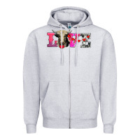 Heather Grey love with holstein cow Zipper Hoodie - AdoDesignShop
