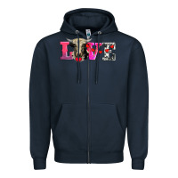 Navy love with holstein cow Zipper Hoodie - AdoDesignShop