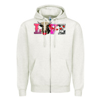Oatmeal Heather love with holstein cow Zipper Hoodie - AdoDesignShop