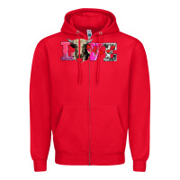 Red love with holstein cow Zipper Hoodie - AdoDesignShop