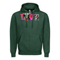 Sports Green love with holstein cow Zipper Hoodie - AdoDesignShop