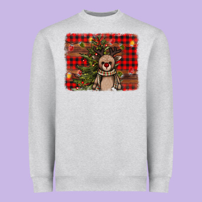 Reindeer Trees Background Heavyweight Sweatshirt Designed By Adodesignshop