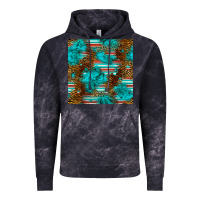 Cloud Black turquoise serape leopard seamless pattern Vintage Hoodie - BundleAndBundleShop