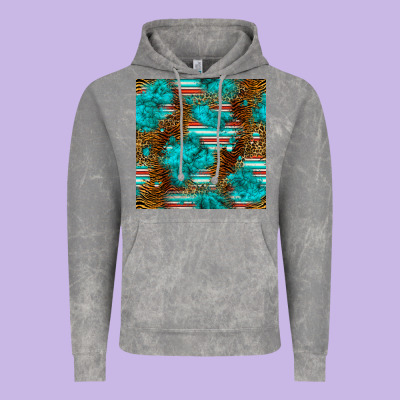 Turquoise Serape Leopard Seamless Pattern Vintage Hoodie Designed By Bundleandbundleshop