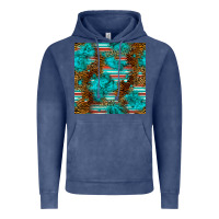 Vintage Denim turquoise serape leopard seamless pattern Vintage Hoodie - BundleAndBundleShop