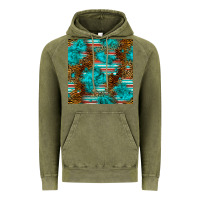 Vintage Olive turquoise serape leopard seamless pattern Vintage Hoodie - BundleAndBundleShop