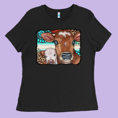 Cows Serape Leopard Gemstone Ladies Tee Designed By Cowcowdesign
