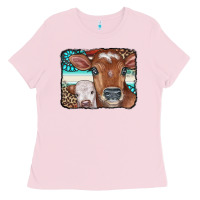 Bubblegum Pink Cows Serape Leopard Gemstone Ladies Tee - CowCowDesign