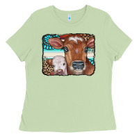 Matcha Cows Serape Leopard Gemstone Ladies Tee - CowCowDesign