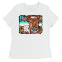 White Cows Serape Leopard Gemstone Ladies Tee - CowCowDesign
