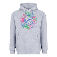 Heather Grey bon voyage travel stamp t shirt Heavyweight Hoodie - linhVisuals
