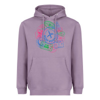 Lavender bon voyage travel stamp t shirt Heavyweight Hoodie - linhVisuals