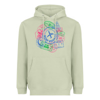 Matcha bon voyage travel stamp t shirt Heavyweight Hoodie - linhVisuals