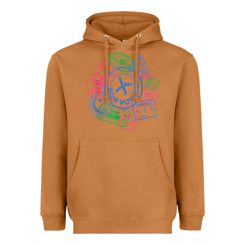 Bon Voyage Travel Stamp T Shirt Heavyweight Hoodie by linhVisuals | Teevron