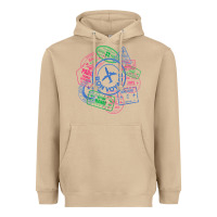 Mushroom bon voyage travel stamp t shirt Heavyweight Hoodie - linhVisuals
