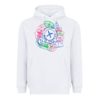 White bon voyage travel stamp t shirt Heavyweight Hoodie - linhVisuals