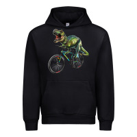 Black t rex dinosaur riding dinosaur Urban Hoodie - RanaPortraitStore