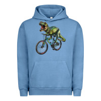 Pigment Pebble Blue t rex dinosaur riding dinosaur Urban Hoodie - RanaPortraitStore