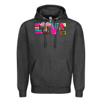 Charcoal Heather love with braunvieh cow Zipper Hoodie - AdoDesignShop