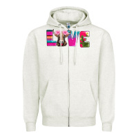 Oatmeal Heather love with braunvieh cow Zipper Hoodie - AdoDesignShop