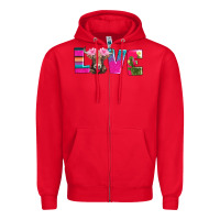 Red love with braunvieh cow Zipper Hoodie - AdoDesignShop
