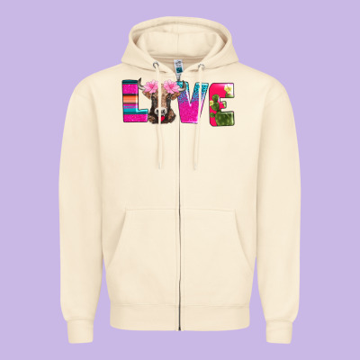 Love With Braunvieh Cow Zipper Hoodie Designed By Adodesignshop