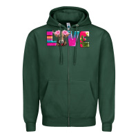 Sports Green love with braunvieh cow Zipper Hoodie - AdoDesignShop