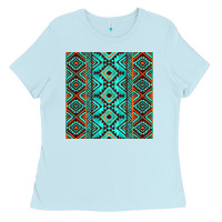 Baby Blue Aztec Turquoise Pattern Ladies Tee - CowCowDesign