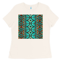 Bone Aztec Turquoise Pattern Ladies Tee - CowCowDesign
