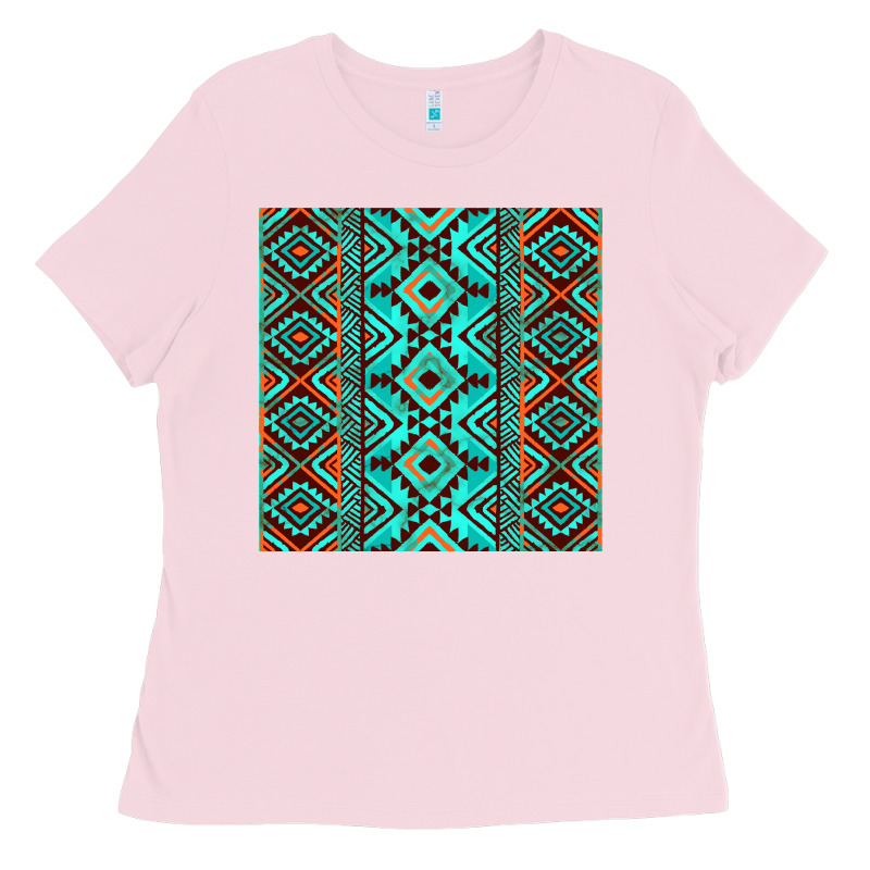 Aztec Turquoise Pattern Ladies Tee by CowCowDesign | Teevron