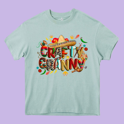Cinco De Mayo Crafty Granny Heavy Core Tee Designed By Cowgirlartshop