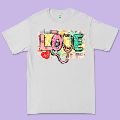 Love Nursing Leopard Background Premium Tee Designed By Cowgirlartshop